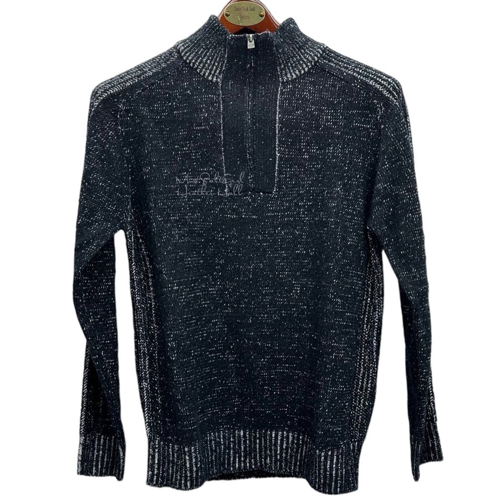 XRay Jeans Quarter Zip Mock Neck Marled Black Sweater Medium